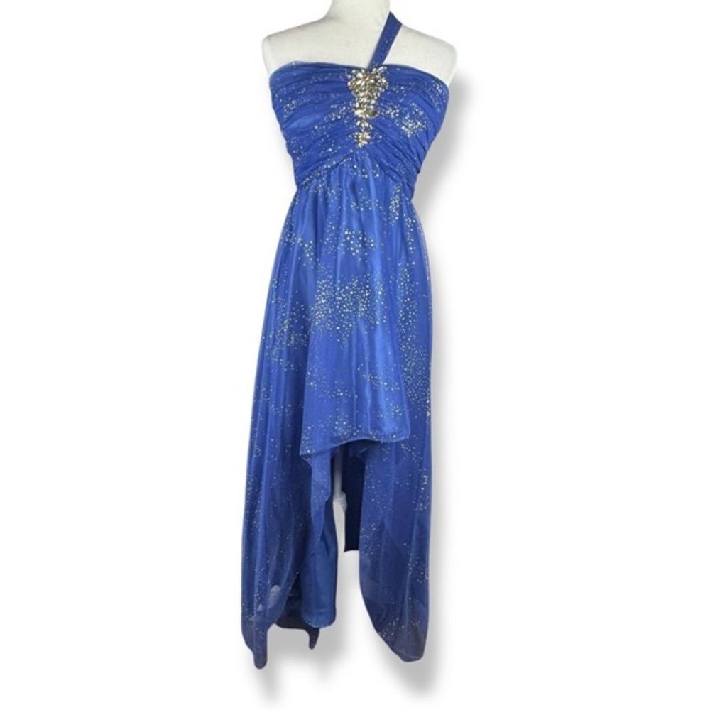 Y2K Deb Formal Dress Juniors Size 5 6 One Shoulder Glitter Tulle Fairy Glam Gown